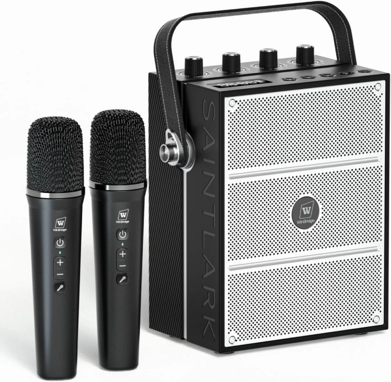 100W Powerful Voice Amplifier with 2 Wireless Microphones, Big Pro Sound Portable Speaker with Microphone, Bluetooth Speaker PA System Karaoke Machine Support BT/USB/TF Card/Aux/Guitar S99 power amplifier,stereo amp,hi-fi power amp,