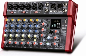 10-Channel Audio Mixer,DJ Mixer, Sound Board Console with 99 DSP Effects, Bluetooth Mixer Input 48V Phantom Power Stereo USB XLR Mixer For Karaoke Studio PC Recording mixer console,audio mixing desk,DJ console,