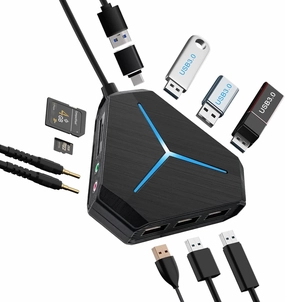 10-Port USB Hub 3.0/2.0, USB C Hub with 3.2ft/1m Long Cord, SD/TF Card Reader, USB Splitter for Laptop, Keyboard, Mouse, Mac, PC, Ipad Pro, Surface Pro and USB C Devices smart audio hub,voice control speaker,Alexa compatible audio,