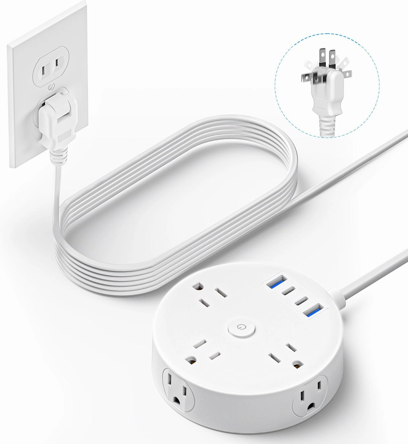 10FT 2 Prong Power Strip, Yozisital 2 Prong to 3 Prong Outlet Adapter, Flat Extension Cord, Surge Protector with Rotating Plug, 6 Outlets 4 USB(2 USB C), Wall Mount, Ideal for Non-Grounded Outlets power cord,hi-fi power cable,AC power lead,