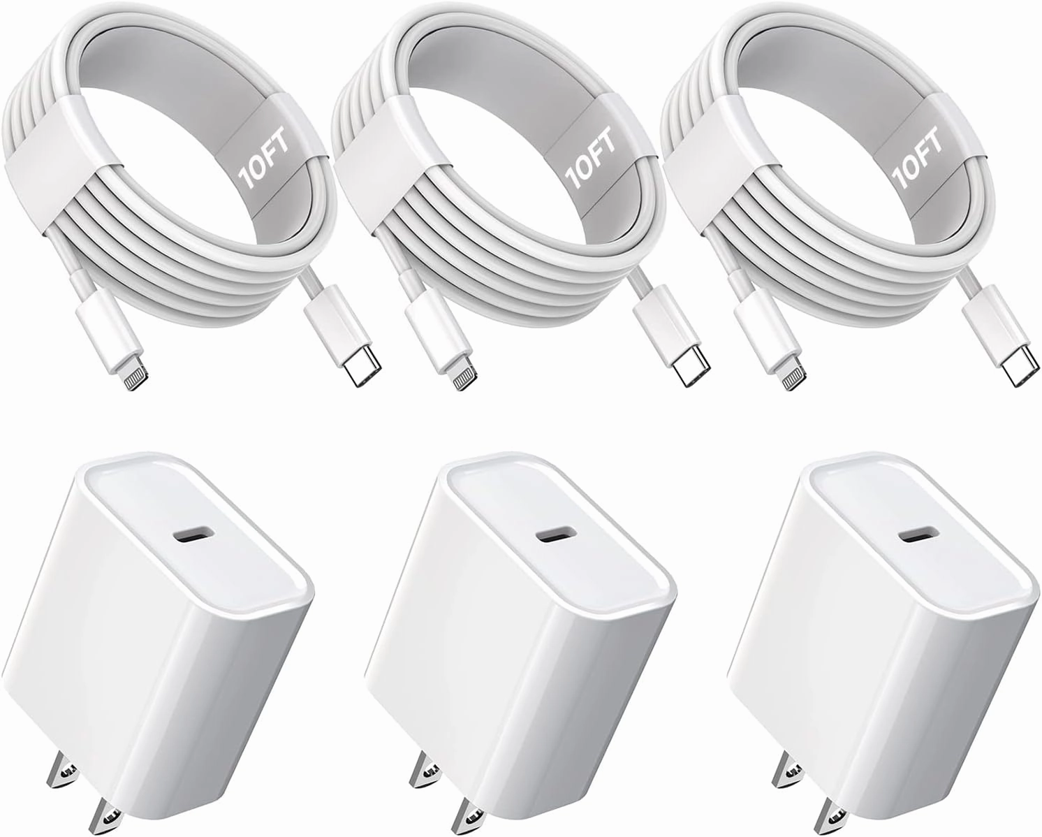 10FT iPhone Fast Charger,3Pack Extra Long[Apple MFi Certified]iPhone Charger Fast Charging Quick 10Foot USB C to Lightning Cable Cord Adapter Block for iPhone 14 Pro Max/14 Plus/13/12Mini/11/XS/X/iPad power cord,hi-fi power cable,AC power lead,