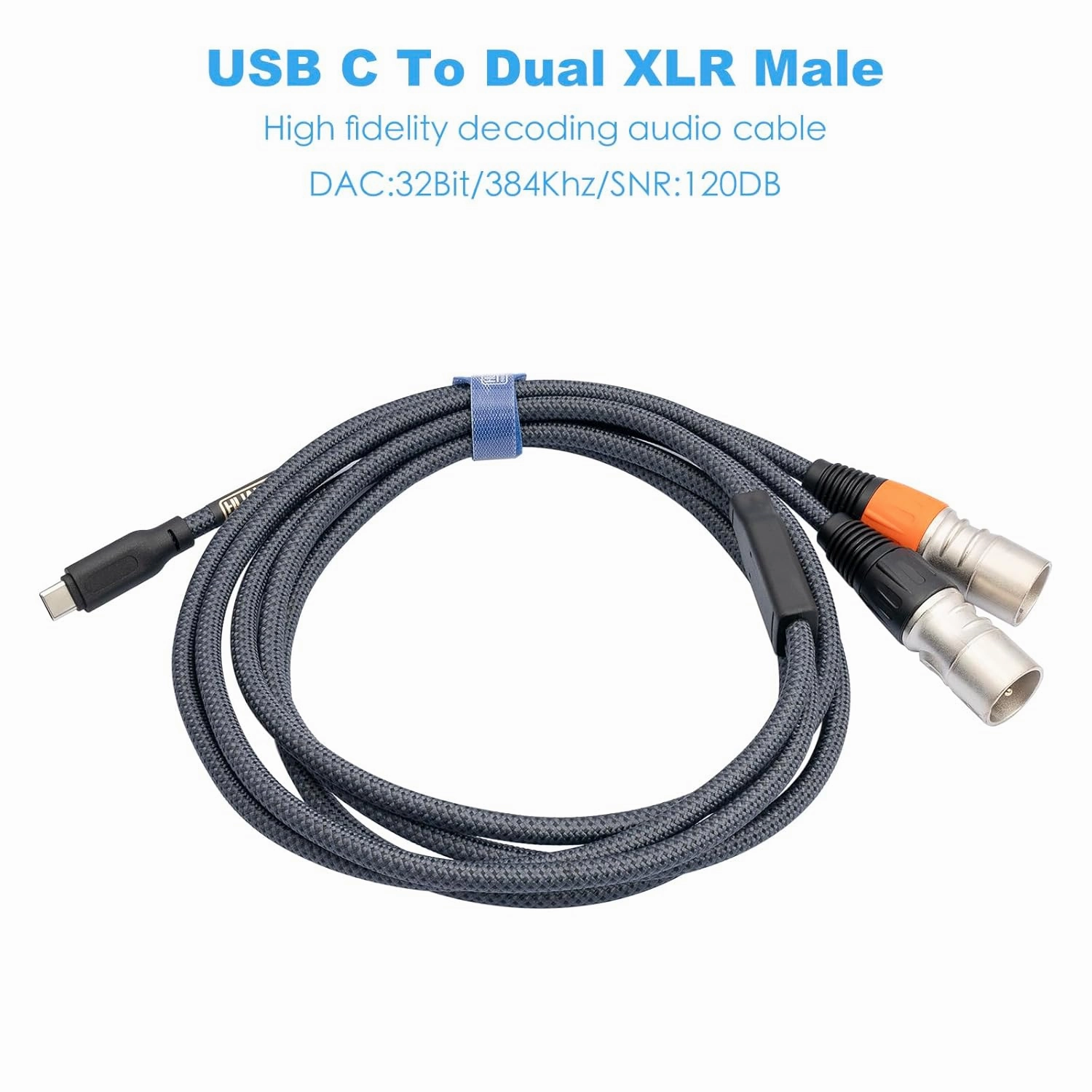 10FT USB C to Dual XLR Male Audio Cable - Hi-Fi 32Bit/384Khz USB C to XLR Audio Cable for Phone to Power Amplifier Connection