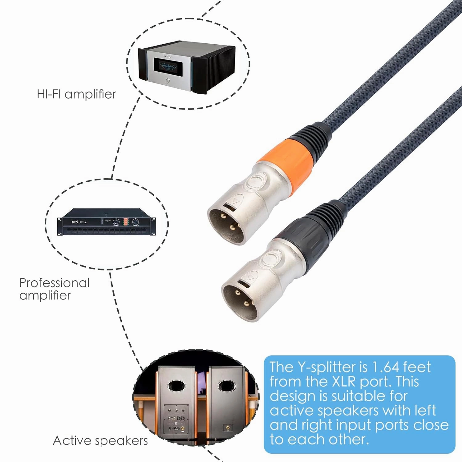 10FT USB C to Dual XLR Male Audio Cable - Hi-Fi 32Bit/384Khz USB C to XLR Audio Cable for Phone to Power Amplifier Connection