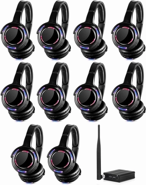 10pcs Bundle Wireless Silent Disco LED Flashing Light Headphones with 1 Transmitter 500m Distance audiophile headphones,high-end headphones,studio over-ear,