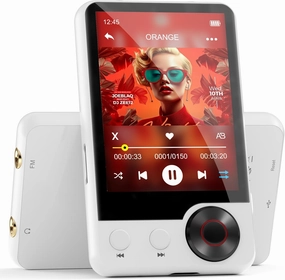 128GB MP3 Player with Upgrade Bluetooth 5.3, Portable High Fidelity Lossless Music Player, 2.4IN Full Touchscreen MP3 Player with Built-in HD Speaker, Dual Headphone Ports, FM Radio, Recording, E-Book hi-res portable player,digital audio player,DAP lossles