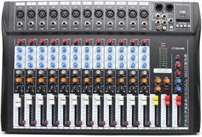 12 Channel Audio Mixer, DJ Soundboard Sound Mixer Console with Xlr, Line Inputs & 48V Phantom Power, Studio Audio Mixer KTV Sound Mixing Console for Professional and Beginners (12-Channel) mixer console,audio mixing desk,DJ console,