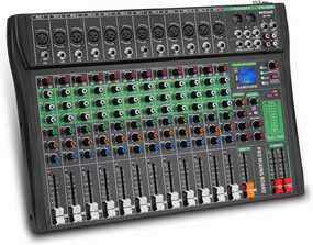 12 Channel Audio Mixer, Professional Sound Board Music Mixer Digital DJ Mixers with 48V Phantom Power, Bluetooth MP3 USB Interface Studio Mixing Console Analog Mixer (AX-120) balanced output player,audiophile player,hi-res digital player,