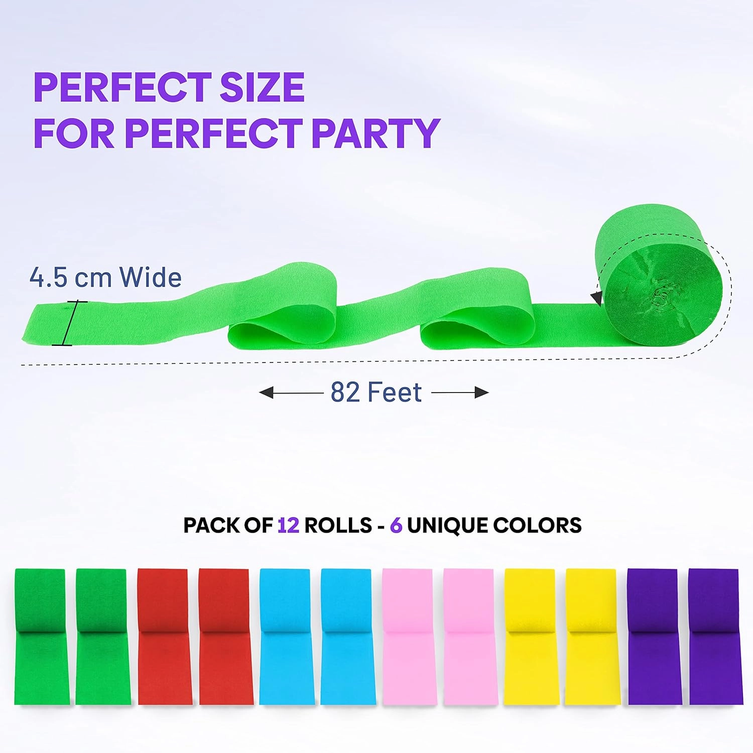 12 Unique Rainbow Streamers Rolls, 984ft Pack of Unique 12 Rainbow Crepe Paper Rolls for Party Decorations, Party Streamers for Wedding Decoration (1.8 inch x 82 ft/Roll)