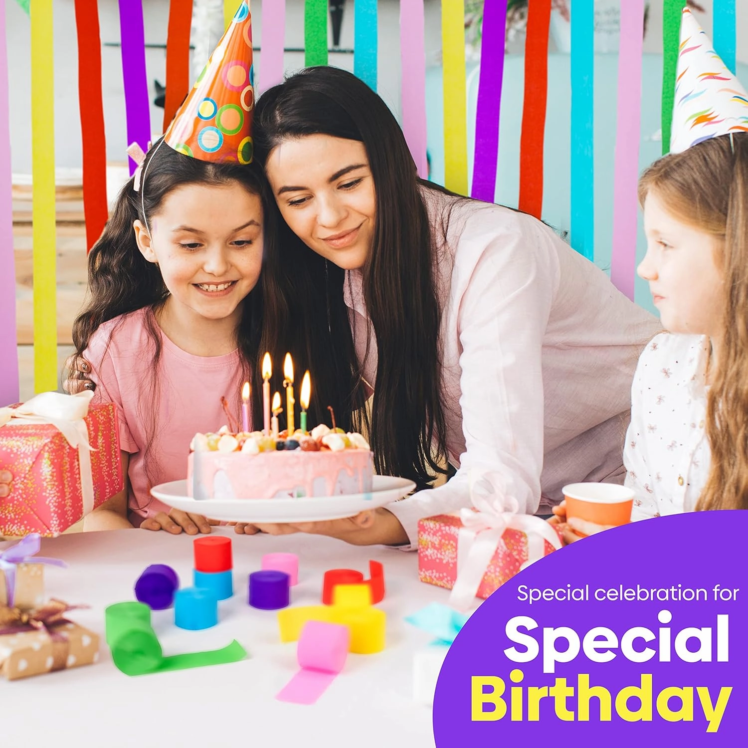 12 Unique Rainbow Streamers Rolls, 984ft Pack of Unique 12 Rainbow Crepe Paper Rolls for Party Decorations, Party Streamers for Wedding Decoration (1.8 inch x 82 ft/Roll)
