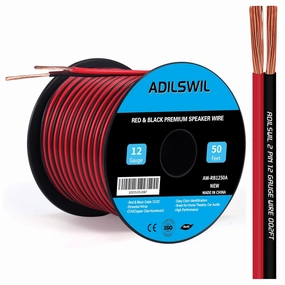 12AWG 50FT Speaker Wire, 2 Conductors Electrical Red Black Cable Hookup LED Lighting Strips Flexible Wire Extension Cord 12 Gauge Copper Clad Aluminum Copper Wire 12V/24V DC Cable speaker cable,audio wire,hi-fi speaker cord,