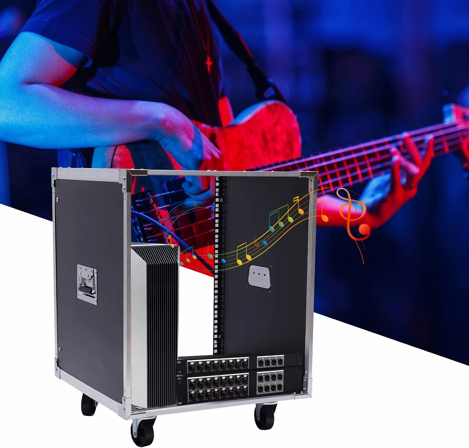 12U AV Rack Case with Wheels, Recording Studio Racks, Universal Network Server Case, Component Rack Cabinet (12U)