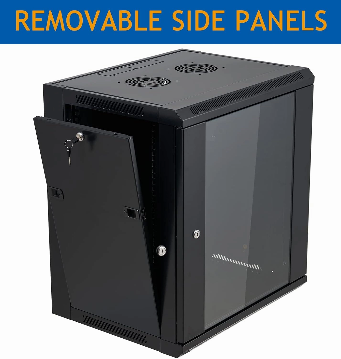 12U Wall Mount Server Cabinet Network Rack Enclosure Locking Glass Door