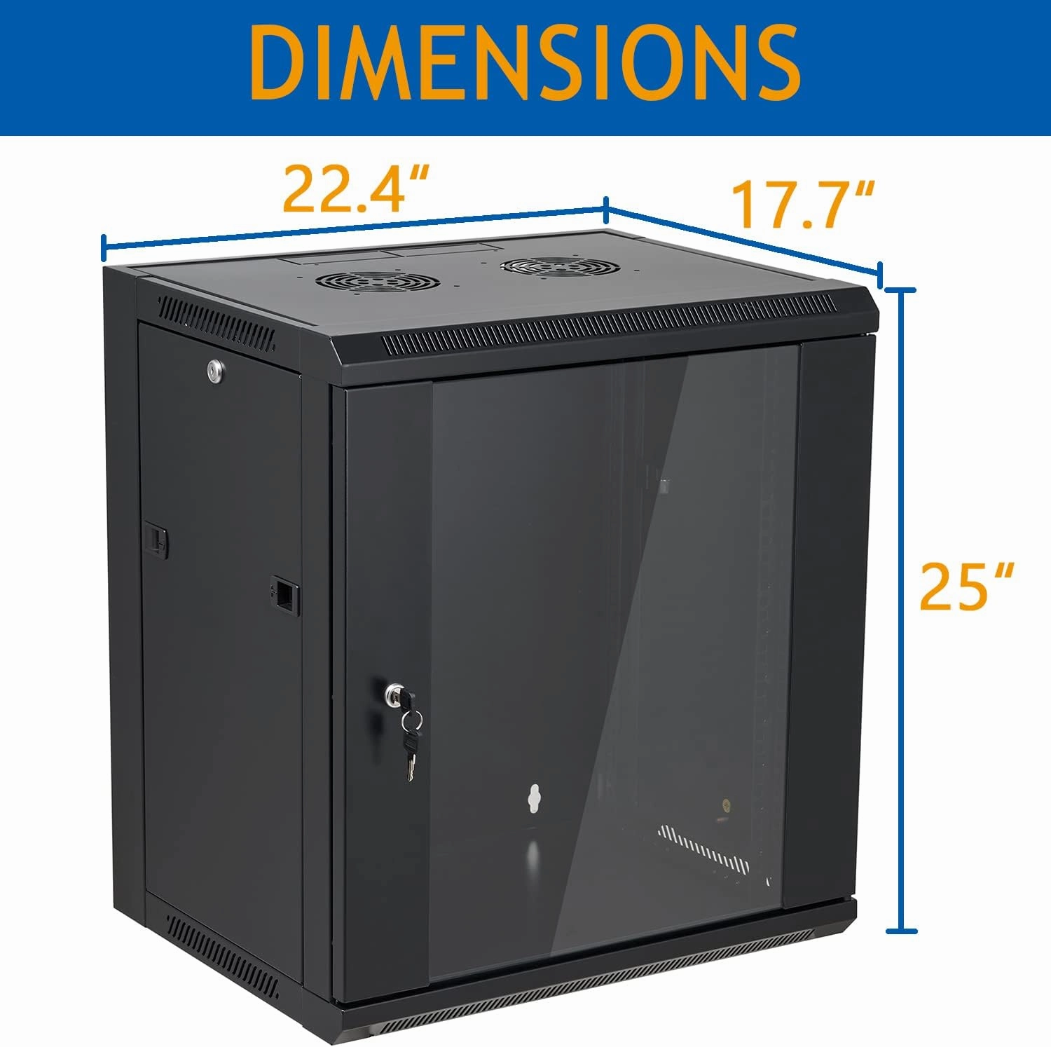 12U Wall Mount Server Cabinet Network Rack Enclosure Locking Glass Door