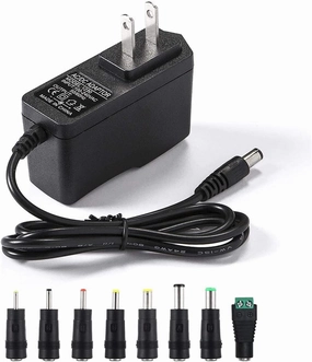 12V 2A Power Supply AC Adapter Replacement with 8 Tips, Regulated 12 Volts 2000mA Cord Charger for LED Strip Light, CCTV Camera, GPS, Webcam, Router, BT Speaker DC12V Transformer (6ft) power cord,hi-fi power cable,AC power lead,