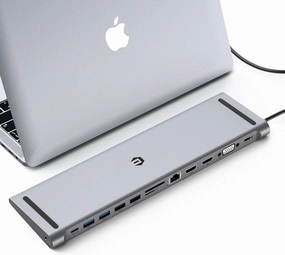 13 in 1 Laptop Docking Station, USB C Hub with Dual 4K HDMI, VGA, 4 USB, PD, Ethernet, SD/TF, 3.5mm Audio, for Smartphone and More Type-C Devices smart audio hub,voice control speaker,Alexa compatible audio,