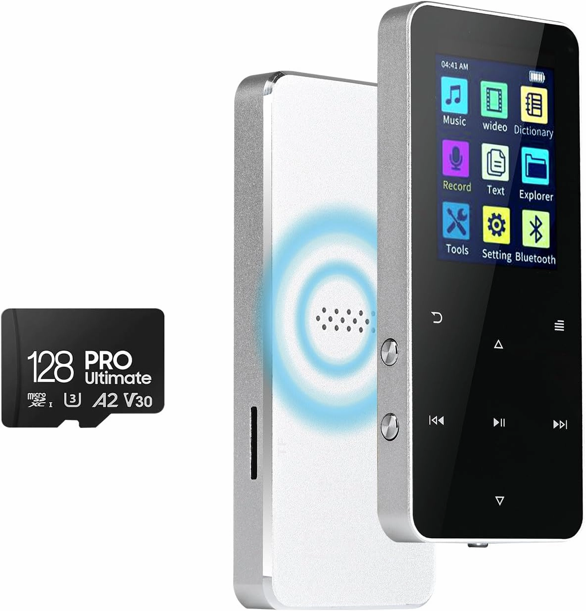 144GB MP3 Player with Bluetooth 5.2 Portable Multi-Function Music Player with HD Speaker,FM Radio, Voice Recorder, E-Book Slim Design Metal Shell -White hi-res portable player,digital audio player,DAP lossless,