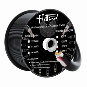14/2 Gauge Speaker Wire Cable 100 Ft-Tinned OFC Copper-UL CL3 Rated- Indoor/Outdoor-Pro Series 14 AWG-UV PVC Jacket&Cotton, Hi-Fi Sound for Car Audio,Home Theater Speakers,Stereos-Black speaker cable,audio wire,hi-fi speaker cord,