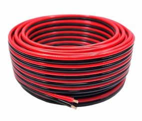 14 Gauge 100% Copper Stranded Red Black Zip Cable | OFC 14 AWG (American Wire Guage) 2 Conductor Bonded Cord for DC Power Automotive Car Audio Speaker LED Trailer Light Hookup Primary Wiring (50 ft) speaker cable,audio wire,hi-fi speaker cord,