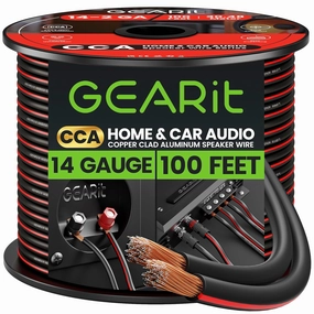14AWG Speaker Wire, GearIT Pro Series 14 AWG Gauge Speaker Wire Cable (100 Feet / 30.48 Meters) Great Use for Home Theater Speakers and Car Speakers Black speaker cable,audio wire,hi-fi speaker cord,