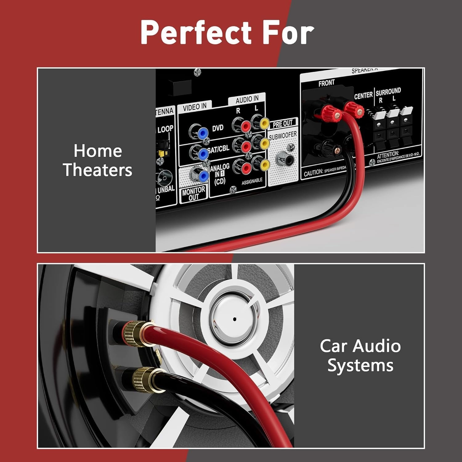 16/2 Gauge 20 FT Red Black Hookup Electrical Wire Cable LED Strips Extension Cord 12V/24V DC, 16AWG Flexible Speaker Wire Cable for Car Audio, Home Theater, LED Ribbon Lamp Tape Lighting