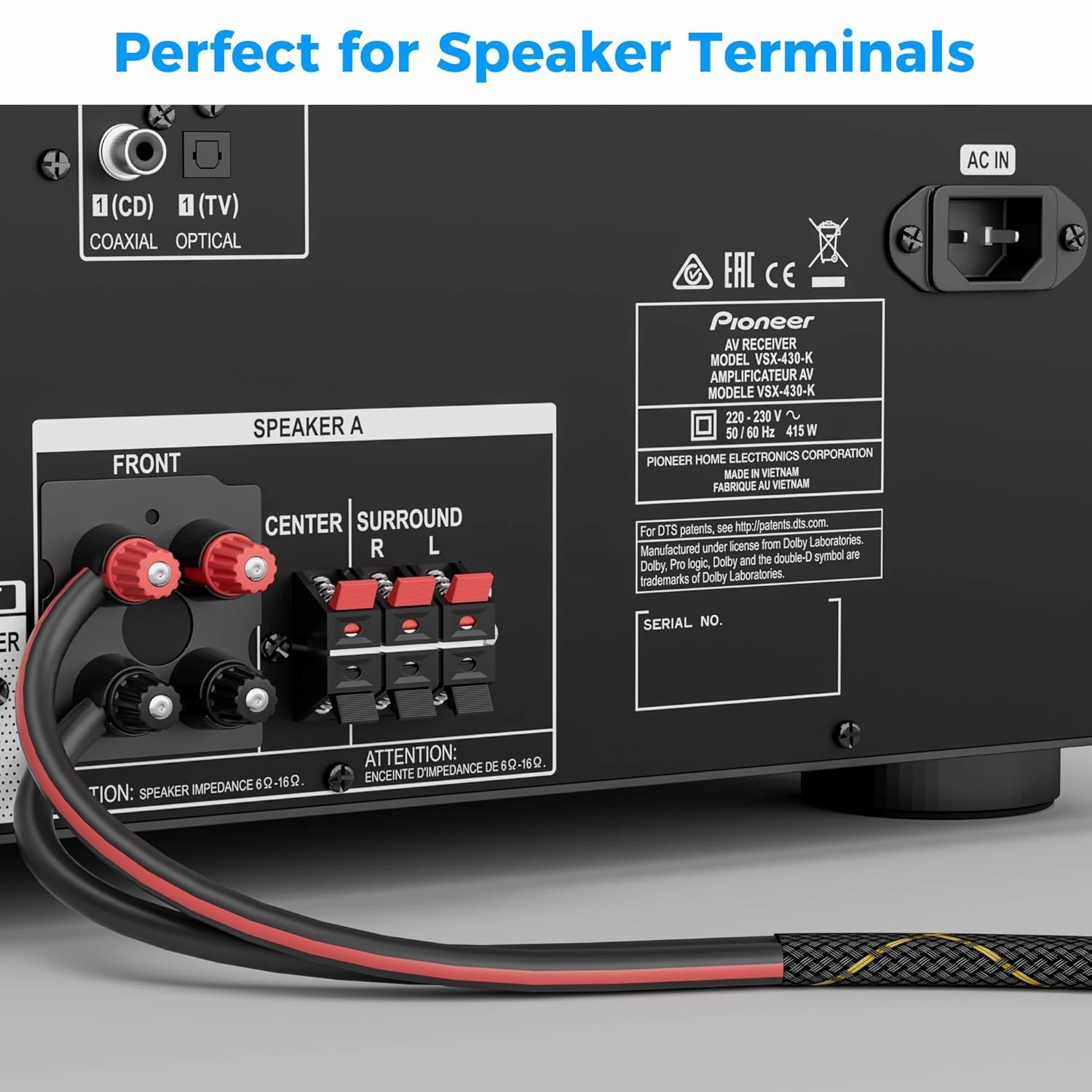16/2 Speaker Wire 25 Feet, 16AWG Gauge Speaker Cable, Direct Burial, Durable Nylon Braided, in Wall, 2 Conductors, OFC Oxygen-Free Copper, for Car Audio Stereos, Home Theater, Surround Sound, Radio