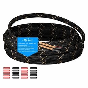 16/2 Speaker Wire 25 Feet, 16AWG Gauge Speaker Cable, Direct Burial, Durable Nylon Braided, in Wall, 2 Conductors, OFC Oxygen-Free Copper, for Car Audio Stereos, Home Theater, Surround Sound, Radio speaker cable,audio wire,hi-fi speaker cord,
