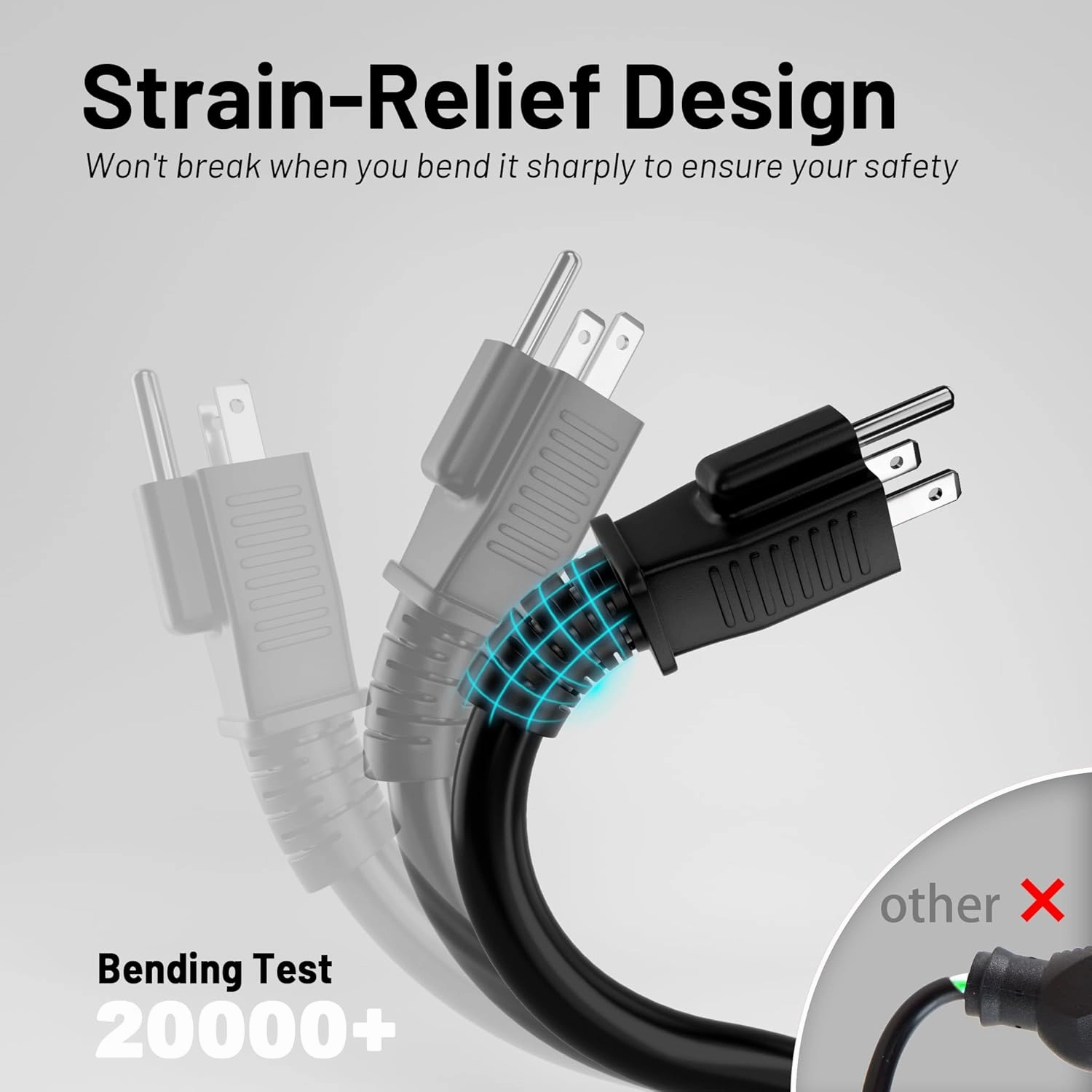 16/3 Black Indoor Outdoor Extension Cord 10 Ft Waterproof, Heavy Duty Extension Cord with 3 Prong Grounded Plug,13A 1625W 16AWG SJTW, Flexible Weatherproof Power Cable for Offices, Gardens and Lawns