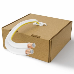 16AWG Speaker Wire 250 FT, 16/2 Gauge Audio Speaker Wire, for Car Speakers Stereo, Home Theater, Automotive Wire, White Jacket with Yellow Polarity Marker, CCA, 2 Conductors Electrical Wire speaker cable,audio wire,hi-fi speaker cord,