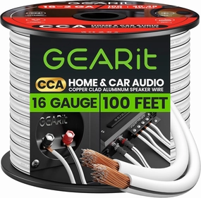 16AWG Speaker Wire, GearIT Pro Series 16 Gauge Speaker Wire Cable (100 Feet / 30.48 Meters) Great Use for Home Theater Speakers and Car Speakers, White speaker cable,audio wire,hi-fi speaker cord,
