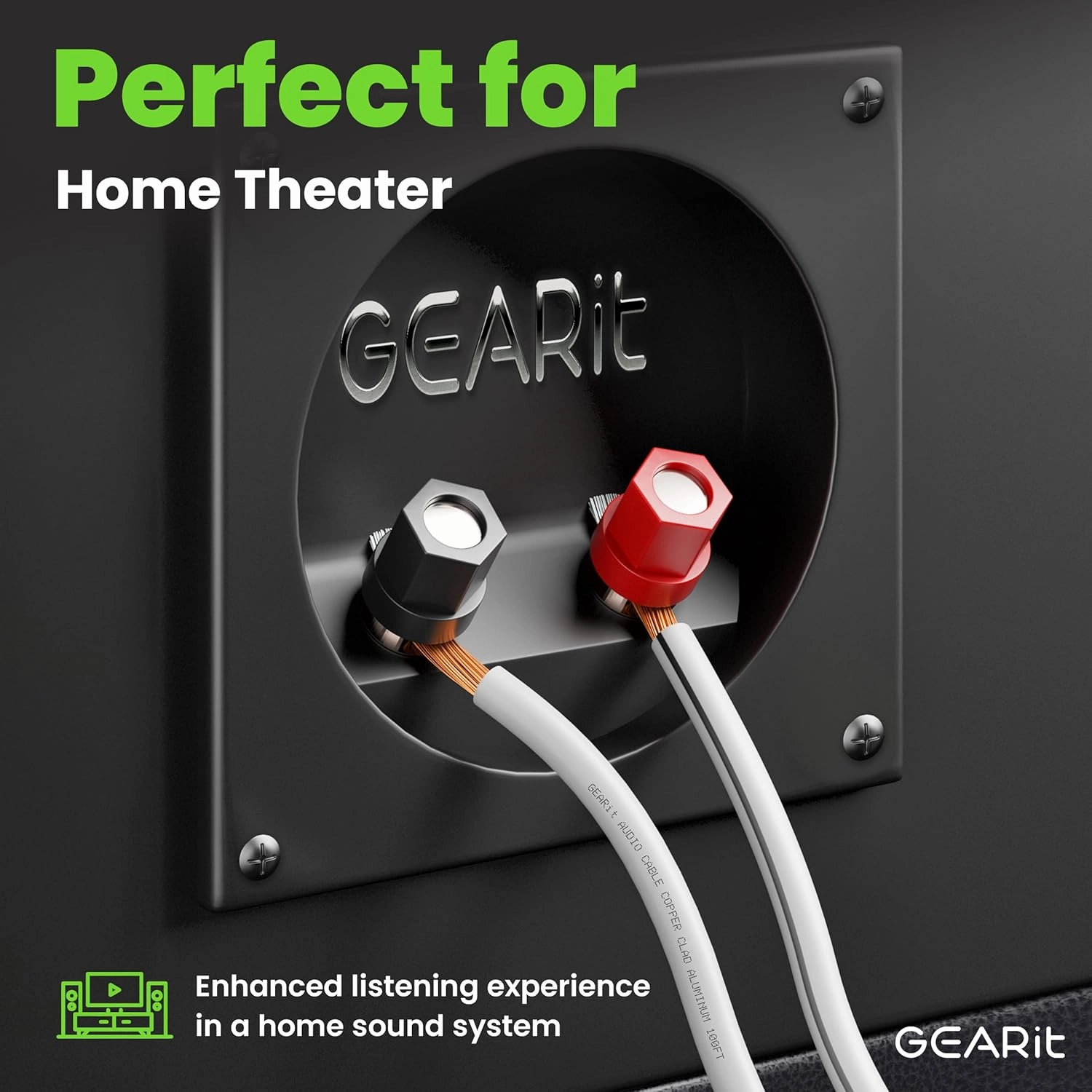 16AWG Speaker Wire, GearIT Pro Series 16 Gauge Speaker Wire Cable (100 Feet / 30.48 Meters) Great Use for Home Theater Speakers and Car Speakers, White