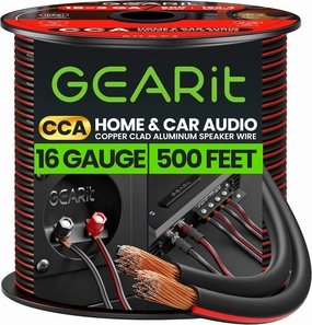 16AWG Speaker Wire, GearIT Pro Series 16 Gauge Speaker Wire Cable (500 Feet / 152.4 Meters) Great Use for Home Theater Speakers and Car Speakers, Black wireless speakers,portable Bluetooth speaker,multiroom speaker,