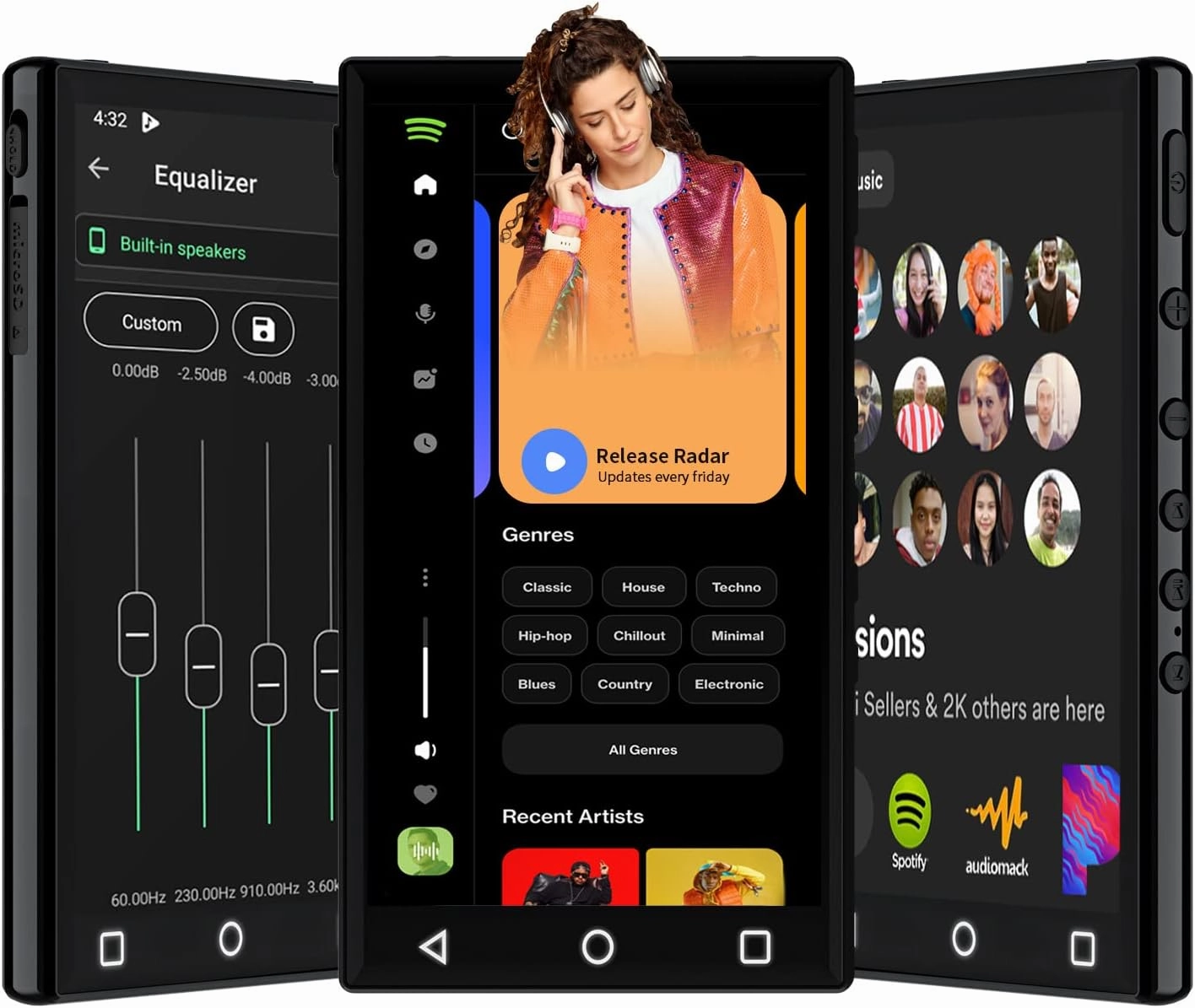 16GB MP3 Player with Bluetooth and WiFi,4.3" 1080P Full Touch Screen MP4 Player with Spotify,Portable HiFi Sound MP3 Player for Kids,Android9.0 MTK 8 Core Music Player Support Google Play hi-res portable player,digital audio player,DAP lossless,