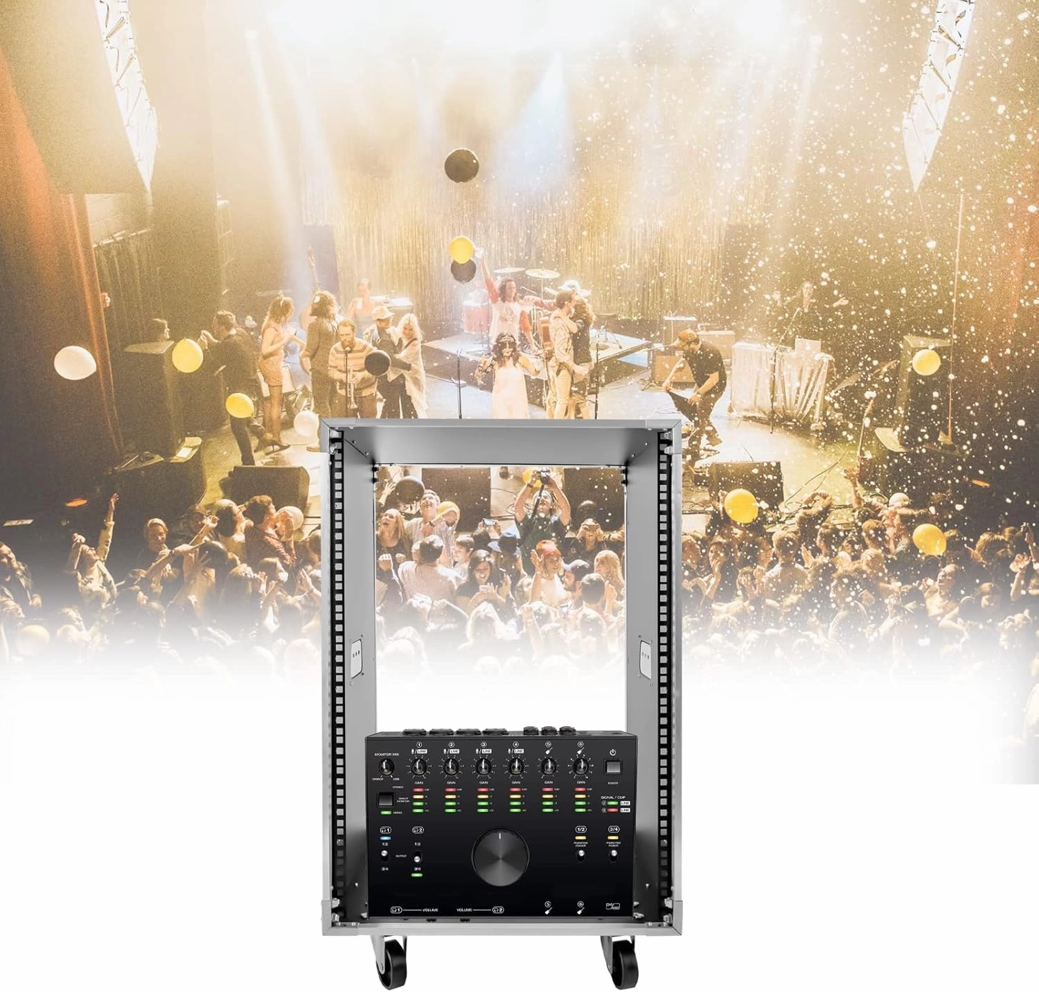16U AV Rack Stand Portable Rolling Network Rack with 4 Universal Wheels Standing Audio Rack Cabinet for Computer Chassis Mixing Console Microphone Amplifier, 220lbs Capacity (16U)