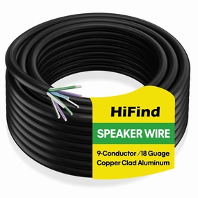 18 AWG 9-Conductor Speaker Wire Cable 25 Ft, 4-Channel CCA Stranded Hiding Primary Wire Low Voltage Remote Wire, Ultra-Flex and Easy Peel Jacket for Trailer, Car Marine Home Audio System-Black Ties speaker cable,audio wire,hi-fi speaker cord,