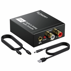 192kHz DAC Digital to Analog Audio Converter 7ft/2.1m Digital Optical to RCA Cable SPDIF to RCA Converter with Built-in Audio Amplifier Chipset for HDTV, DVD, Blu-Ray Playersrca Male (DAC Converter) DAC,USB audio converter,digital to analog converter,