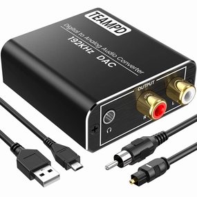 192KHz Digital to Analog Audio Converter, Aluminum Optical to RCA Converter with Optical Coaxial Cables, Toslink Optical Digital to RCA (L/R) and 3.5mm Jack DAC For TV PS4 DVD PS3 Amp Receiver Speaker DAC,USB audio converter,digital to analog converter,