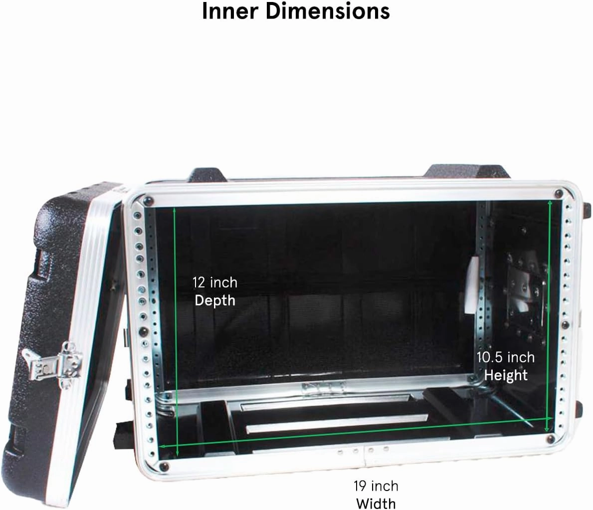 19 Rackmount Flight Case, 12 Depth, Stackable, ABS, Aluminum and Steel Construction (4U)
