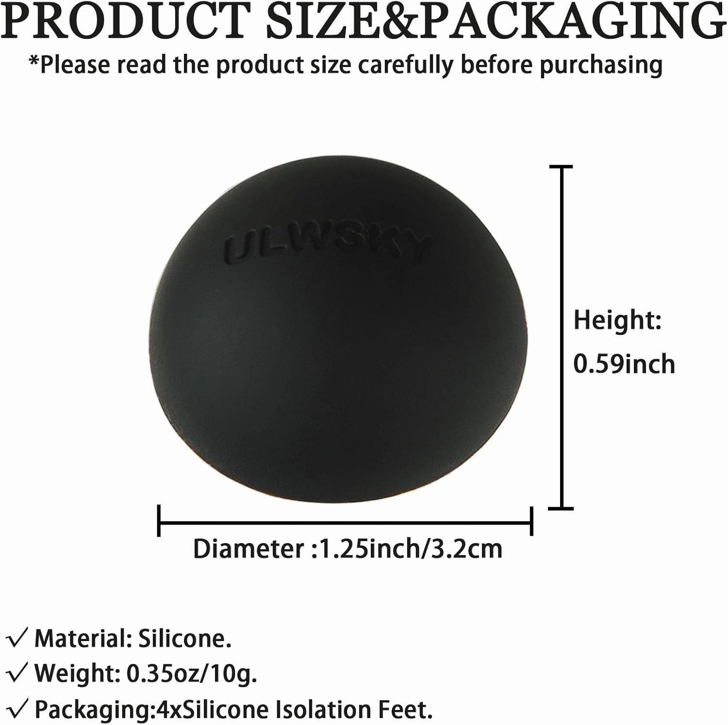 1.25" Silicone Hemisphere Bumpers Isolation Feet, 4Pack Non Skid Speaker Isolation Pads,for Small Speaker Spikes,Turntable Isolation,Subwoofer,Record Player Sound Dampening&Anti Vibration