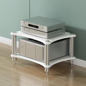 1 2 3 4 Tier AV Media Stand Component Cabinet Corner Shelf Wooden Stereo Cabinet Audio Rack Tower CD Player Stand for Home/Office/Audio Video/DJ/Theater  (White,2 Tier-60x50x40cm) audio rack,hi-fi component stand,media shelf,