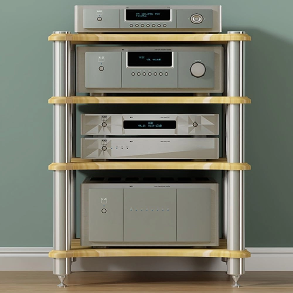 1 2 3 4 Tier AV Media Stand Component Cabinet Corner Shelf Wooden Stereo Cabinet Audio Rack Tower CD Player Stand for Home/Office/Audio Video/DJ/Theater  (White,2 Tier-60x50x40cm)