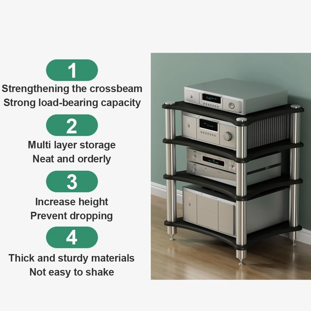 1 2 3 4 Tier AV Media Stand Component Cabinet Corner Shelf Wooden Stereo Cabinet Audio Rack Tower CD Player Stand for Home/Office/Audio Video/DJ/Theater  (White,2 Tier-60x50x40cm)