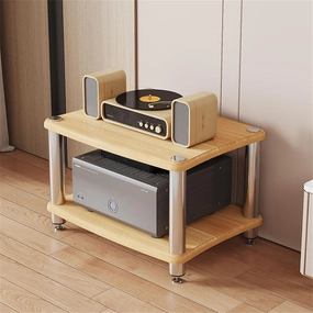 1/2/3/4 Tier Stereo Rack AV Media Stand with Shelves, Audio Rack Tower CD Record Player Stereo Receiver AV Equipment Cabinet Display Stand Media Audio Tower Cabinet,Wood,2 Tier equipment cabinet,AV gear cabinet,component enclosure,
