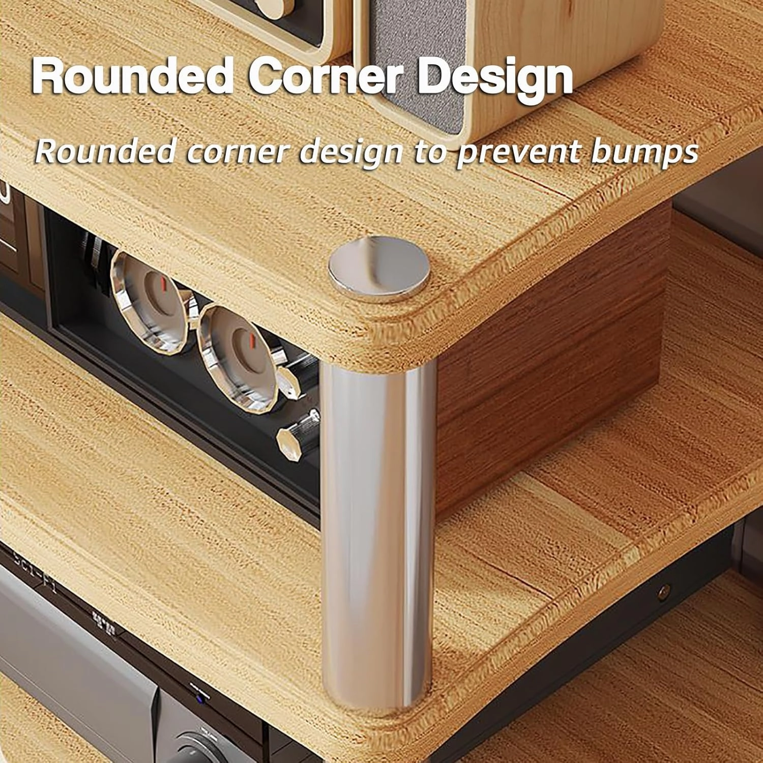 1/2/3/4 Tier Stereo Rack AV Media Stand with Shelves, Audio Rack Tower CD Record Player Stereo Receiver AV Equipment Cabinet Display Stand Media Audio Tower Cabinet,Wood,2 Tier