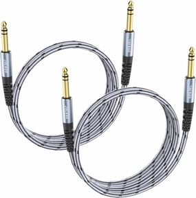1/4 Inch TRS Instrument Cable 3.3 FT 2-Pack, Quarter inch Audio Cable, 6.35 Balanced Interconnect Line for Electric Guitar, Bass, Keyboard, Mixer, Amplifier, Speaker, Electric Mandolin speaker cable,audio wire,hi-fi speaker cord,