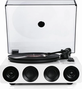 1 by ONE All-in-One Record Player with Wireless Input, High Fidelity Belt Drive Turntable with Built-in Speakers, Magnetic Cartridge AT-3600L, Built-in Preamp, Piano Lacquer White belt-drive turntable,vinyl record player,audiophile turntable,