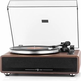 1 by ONE High Fidelity Belt Drive Turntable with Built-in Speakers, Vinyl Record Player with Magnetic Cartridge, Bluetooth Playback and Aux-in Functionality, Auto Off belt-drive turntable,vinyl record player,audiophile turntable,