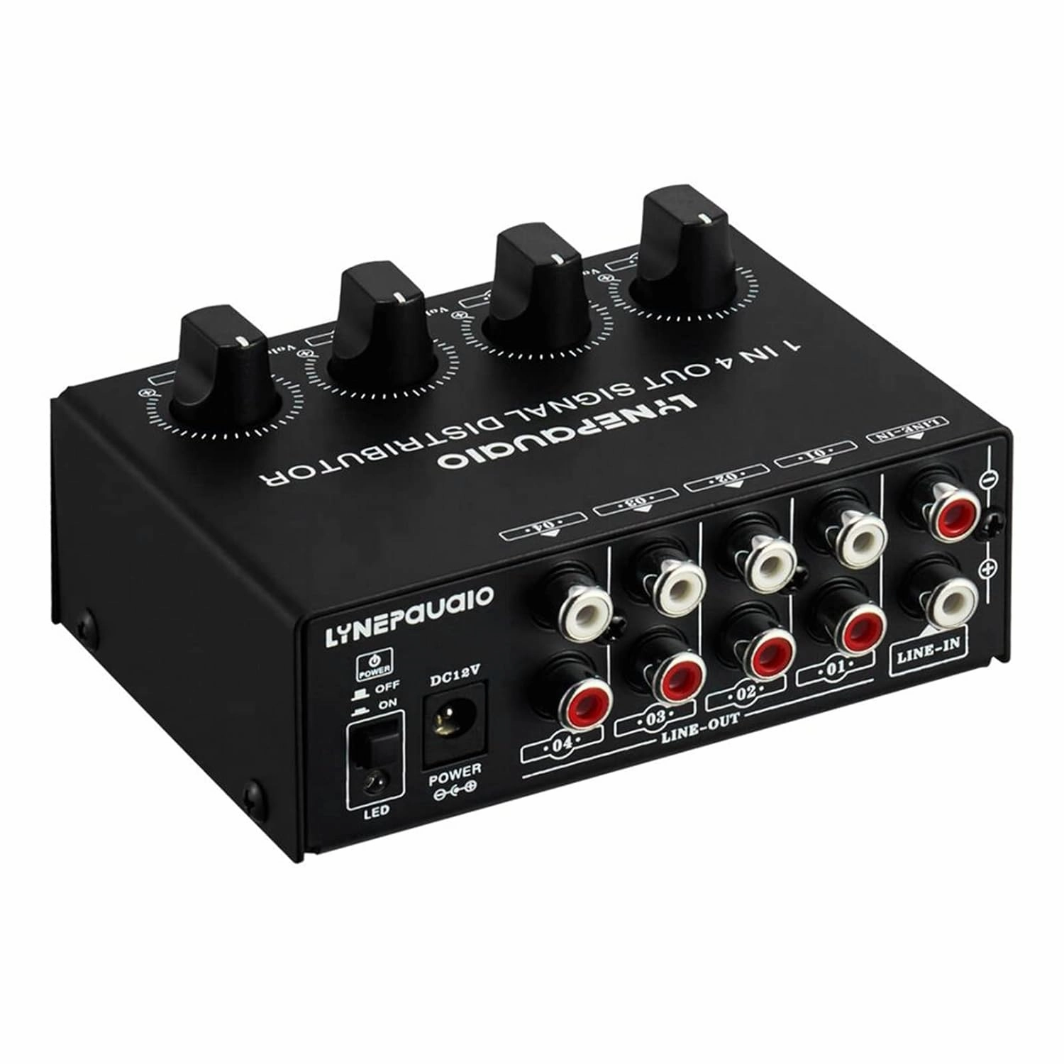 1-in-4-out Stereo Audio Amplifier Amp Signal Distributor 1 Channel Input 4 Channels Output RCA Interface Independent Volume Adjustment for Home Speakers,Stereo Audio Distribution Amplifier audio interface,USB interface,music recording input,