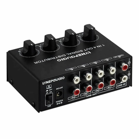 1-in-4-out Stereo Audio Amplifier Amp Signal Distributor 1 Channel Input 4 Channels Output RCA Interface Independent Volume Adjustment for Home Speakers,Stereo Audio Distribution Amplifier audio interface,USB interface,music recording input,