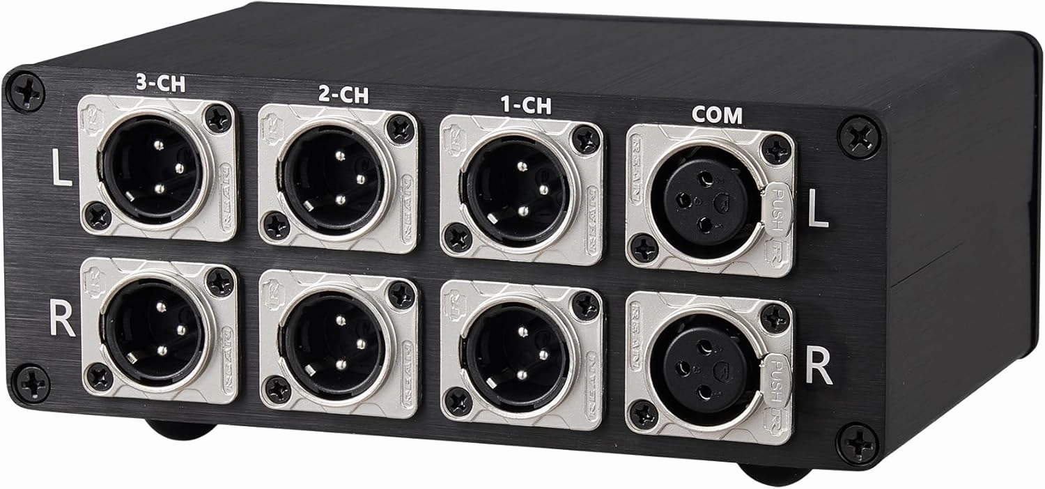 1 to 3 (1 in 3 Out) Audio Selector for Balancing Signal Sources and Amplifiers, 3-Channel XLR HiFi, for CD, DVD, Radio, Decoders (XLR 0103GL) balanced output player,audiophile player,hi-res digital player,