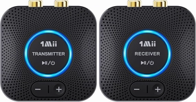 1Mii 2.4GHz Wireless Audio Transmitter Receiver Set for TV, 260Ft/80M Long Range 25ms Low Latency with AUX RCA in/Out,Wireless Audio Adapter for TV PC Powered Speaker Amplifier Soundbar wireless speakers,portable Bluetooth speaker,multiroom speaker,